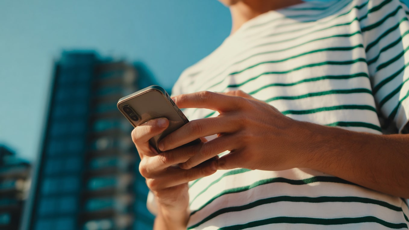 Inimene kasutab oma nutitelefoni, näidates, kui lihtne on kaugjuurdepääs autole tänu rakendusele My Seat