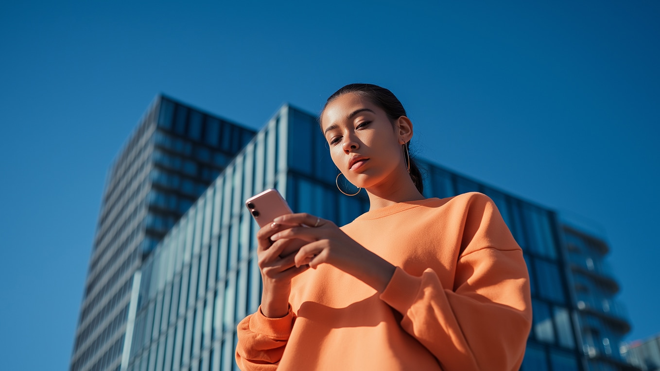 Inimene hoiab käes oma nutitelefoni ja kasutab SEAT Connecti teenuseid