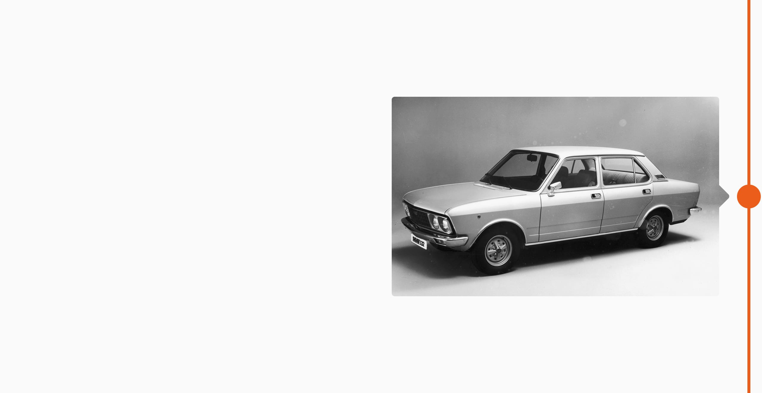 SEATi brändi ajalugu 1973 - Auto ajaloo must-valge foto SEAT 132 sedaan
